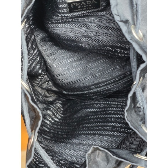 Prada Vela Black Nylon Backpack Leather Trim Triangle Logo Made in Italy - Picture 5 of 8